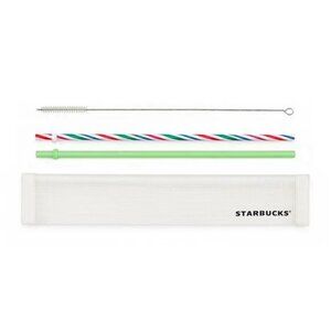 Starbucks 2 Quantity 24 OZ Reusable Straws and Brush Set (Christmas Green)